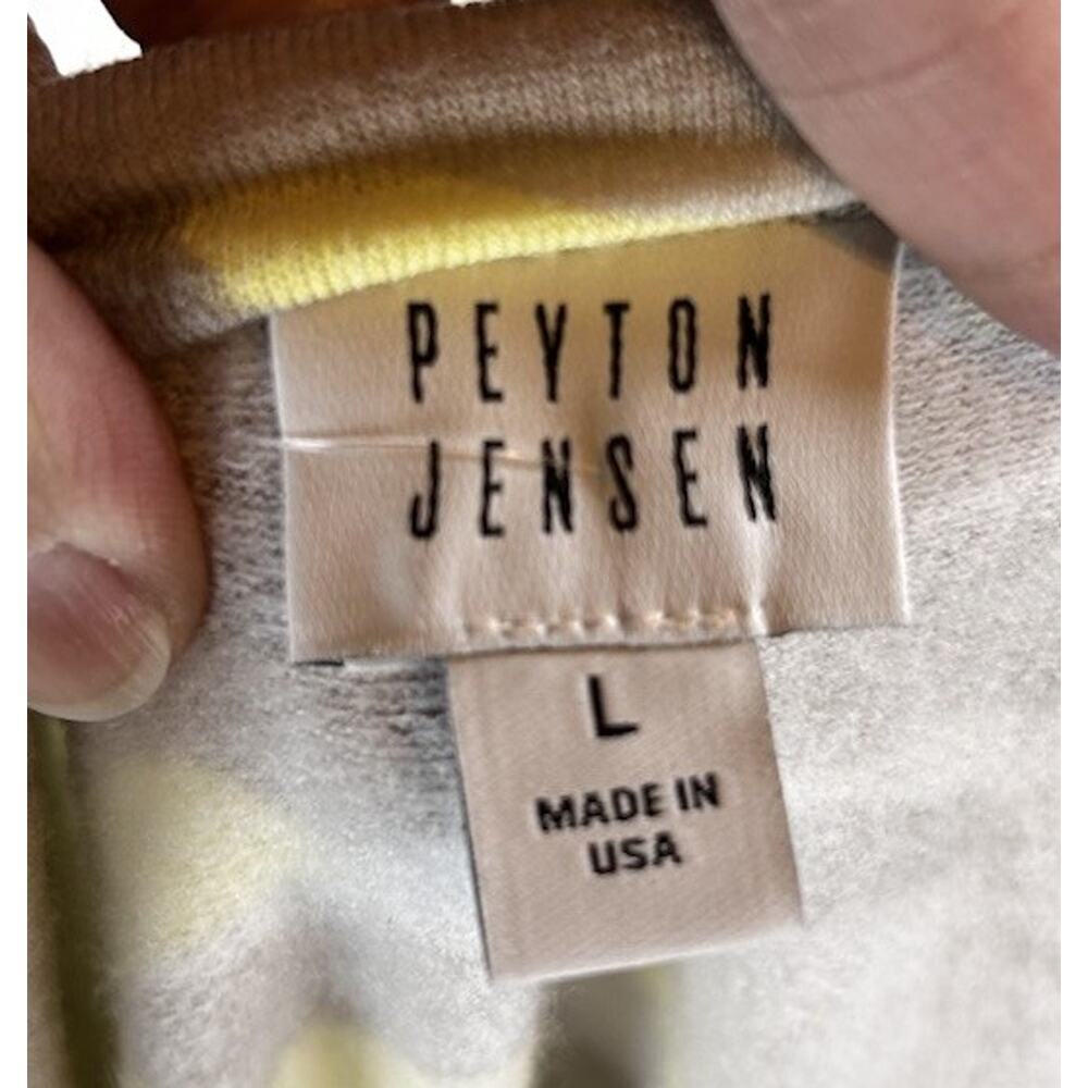 Peyton Jensen Camo Sweatshirt Womens Large Neon Yellow Gray Pullover NWT - Picture 6 of 7